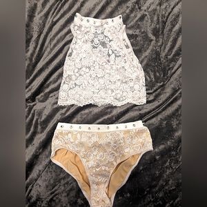 Sugar Thrillz floral lace 2 piece outfit, size medium